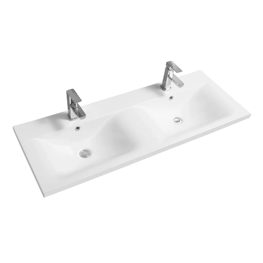 Kempf White Ceramic Rectangular Inset Basin Bathroom Sink with Faucet and Overflow
