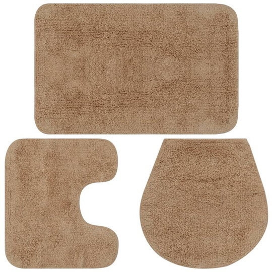 Hommoo - Bathroom Mat Set 3 Pieces Fabric Beige