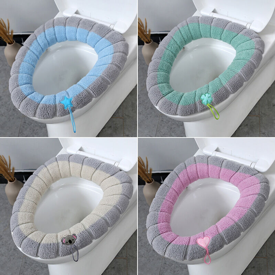 4pcs Universal Washable Toilet Seat Cushion Hot Stretch Toilet Seat Cover Thick Soft Fabric Toilet Seat Cover. Heated seat cover with handle