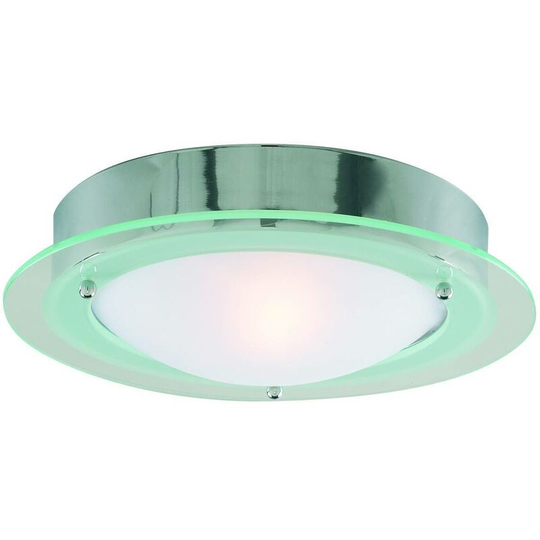 Searchlight Bathroom Flush - 1 Light Bathroom Flush Ceiling Light Round Chrome IP44, E14