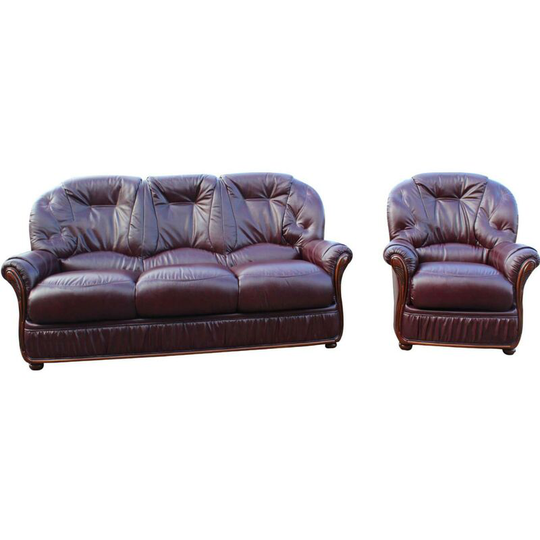 Indiana 3 Seater + Armchair Genuine Italian Burgundy Leather Sofa Suite Offer