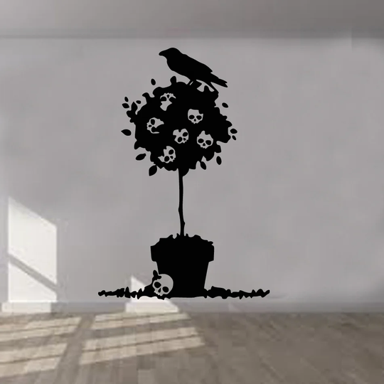 Gothic Evil Tree and Raven Wall Sticker