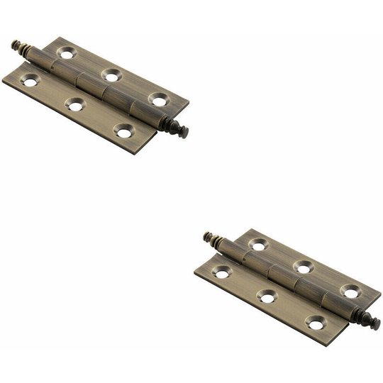 2x pair 64 x 35 x 2mm Finial Cabinet Hinge Antique Brass Decorative Cupboard