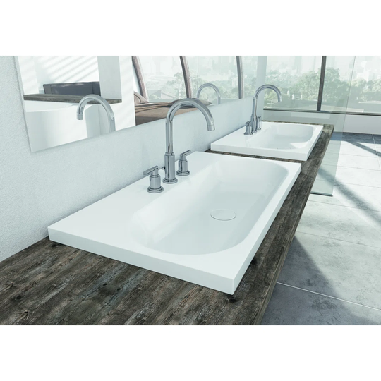 Centro Matt Black Steel Enamel Rectangular Inset Bathroom Sink