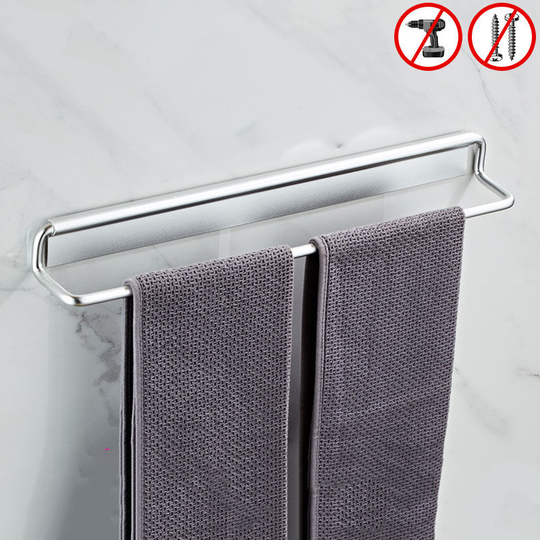 Towel holder wall rack, aluminum space towel ring, black towel holder 40cm, towel ring for bathroom and kitchen 40cm (silver)