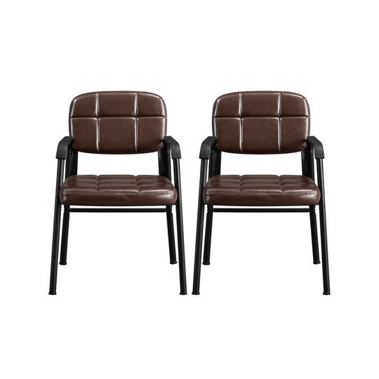 2pcs Upholstered Armchair Reception Chairs for Home/Office, Brown - brown - Yaheetech