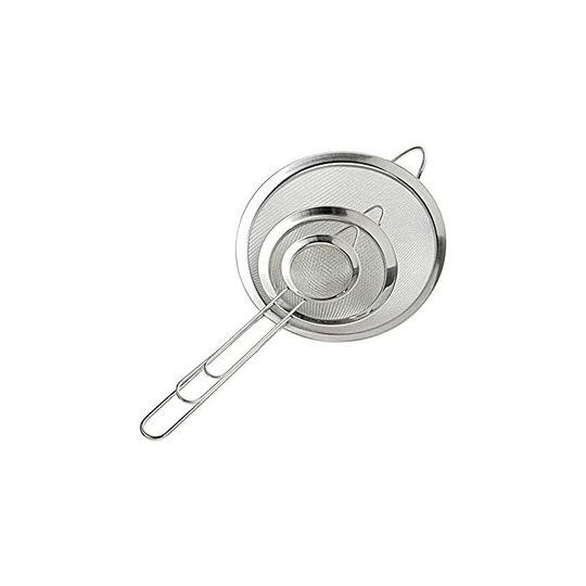 Perlerare - 3PCS 7/12/18CM Fine Mesh Sieve/Mesh Colander with Kitchen Strainer Handle for Draining Noodle/Rice/Vegetable/Egg White etc