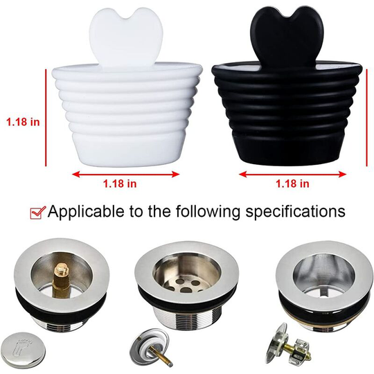 Universal Bathtub Stopper for Shower and Jacuzzi Drain Stopper, Kitchen Silicone Sink Stopper.(Black and White)