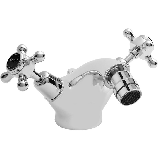 Crosshead Dome Mono Bidet Mixer Tap with Waste - Black/Chrome - Bayswater