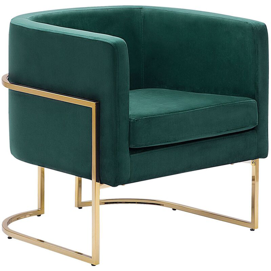 Beliani - Modern Glam Round Back Armchair Decorative Dark Green Velvet Golden Frame Sirkka - Green