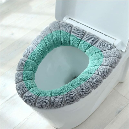 Toilet Seat Cushion Thickened Toilet Seat Soft Washable Seat Cushion Household Bathroom Bathroom Seat Cushion(Gray and Green)
