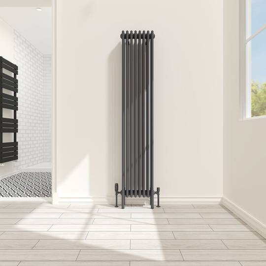 NRG - Traditional 4 Column Radiator Cast Iron Style Heating Rads Vertical Anthracite 1800x380mm