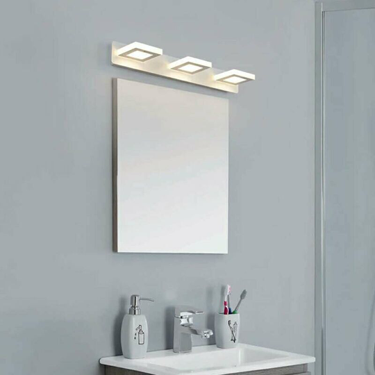 Cool White Bathroom Mirror Lights Modern Bathroom Lights 3 Heads Square Without Mirror