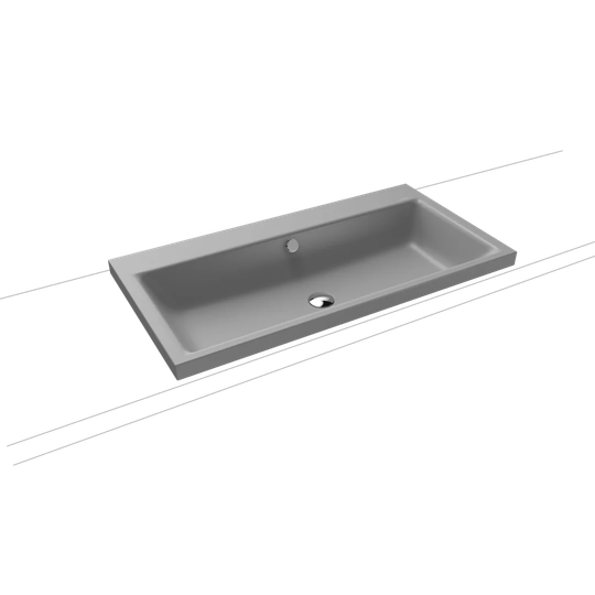 Puro Cool Grey Steel Enamel Rectangular Inset Bathroom Sink