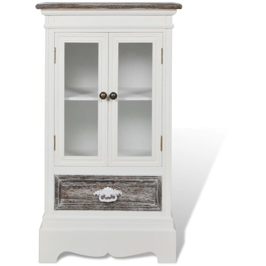 Cabinet 2 Doors 1 Drawer White Wood Vidaxl White