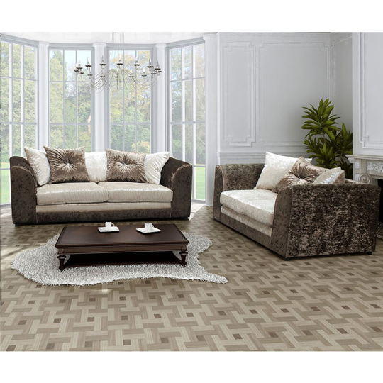 Bella 3 & 2 Seater Crushed Velvet Sofa Set - Brown & Mink