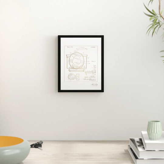 'Toilet Seat 1956' Framed Graphic Art in Gold