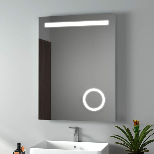 Emke - 600 x 800 mm Illuminated Backlit led Bathroom Mirror, Wall Mounted Multifunction Bathroom Vanity Mirror with Lights and Demister Pad,