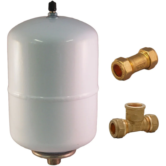 2 Litre Water Heater Expansion Vessel Kit (Kit A) Bundled with 15mm Tee Alternative