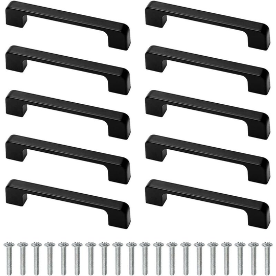 10pcs black cabinet handles with screws for kitchen cabinet, center hole 96mm