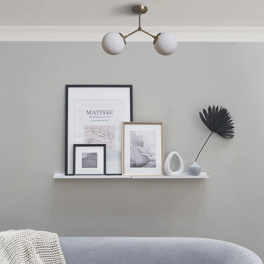 2 Way Metal Ceiling Light Fitting + Glass Globe Shades - Gold