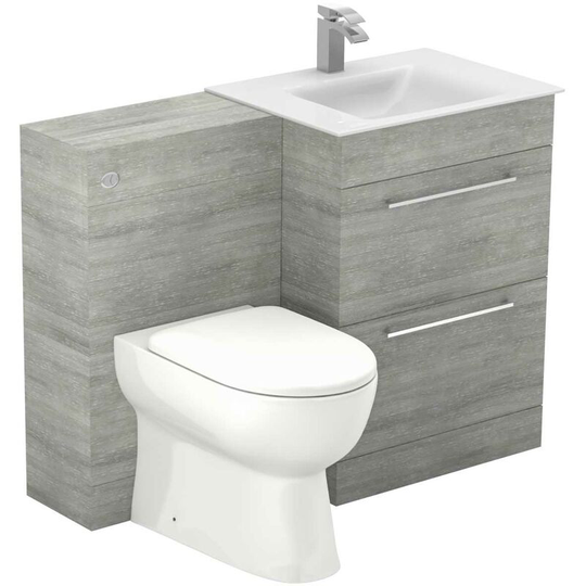 Wholesale Domestic - Venice Mono Grey Glass 1100mm 2 Drawer Molina Ash Vanity Unit Toilet Suite - Molina Ash