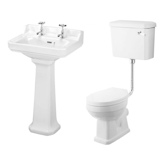 Carlton Bathroom Suite Low Level Toilet and Basin 560mm - 2 Tap Hole - Nuie