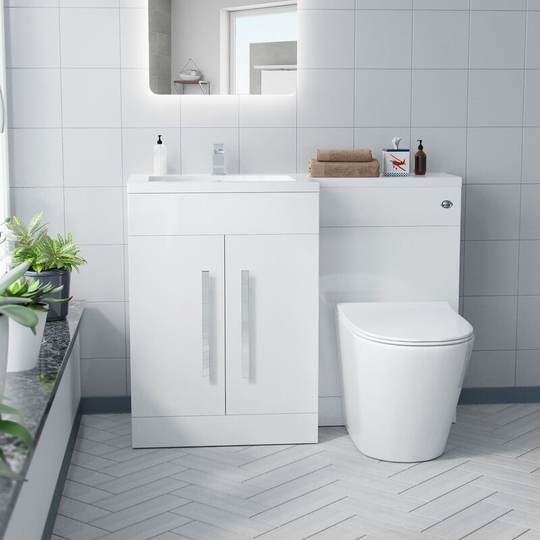 Neshome - Aric lh 1100mm Vanity Basin Unit, wc Unit & Ellis Back To Wall Toilet White
