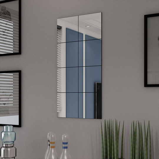 Frameless Mirror Tiles Glass 8 pcs 20.5 cm - Silver