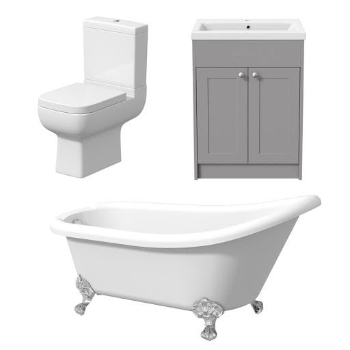 Amelie Traditional Bathroom Suite with Buxton Single Ended Bath, Ball Feet & Vanity Unit - 1700mm