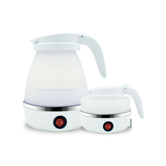 Foldable Portable Kettle | Travel Kettle - Upgraded Food Grade Silicone, 5 Mins Heater To Quickly Foldable Electric Kettle, White 600ML 110V us Plug