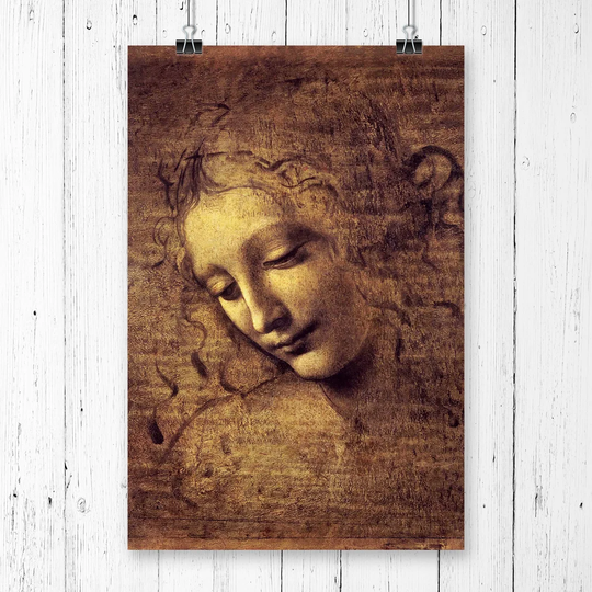 'Head of a Woman' by Leonardo Da Vinci Graphic Art