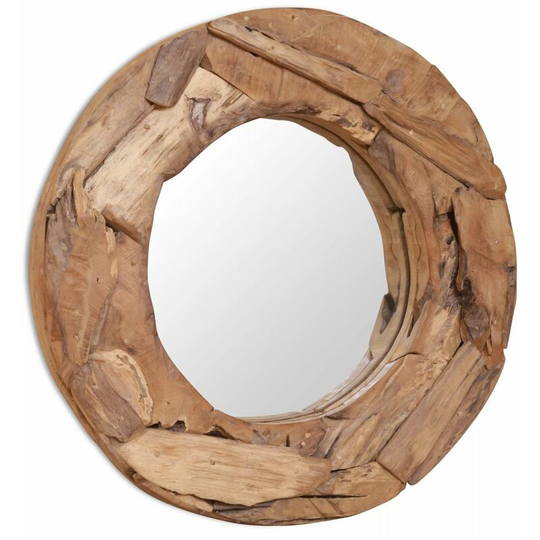 Decorative Mirror Teak 60 cm Round VDTD10653 - Topdeal