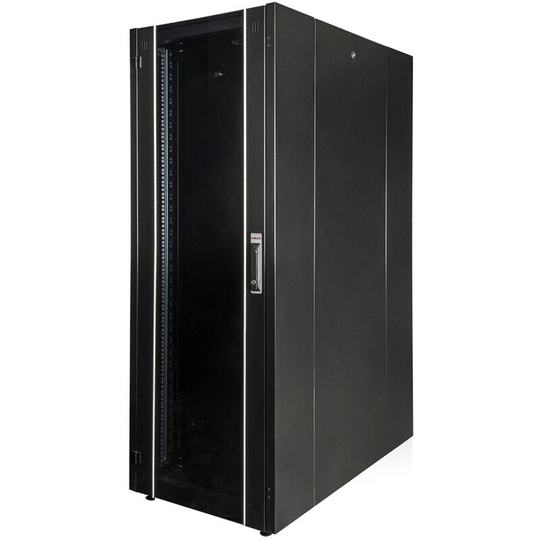 Rackmatic - Rack Cabinet 19 Mobirack standing 32U Width 600 Depth 1000 Black Glass Door
