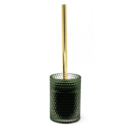 Sherine toilet brush, dark green, handle color: Gold, glass / ABS
