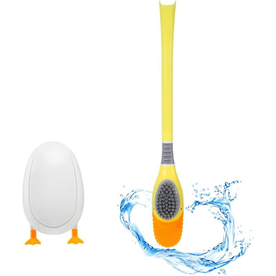 Diving Duck Sanitary Toilet Brush Toilet Brush Bathroom Accessories Non-slip Plastic Handle, Yellow