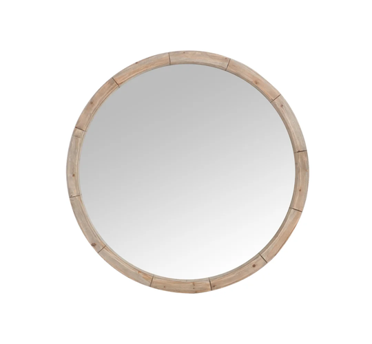Abingdon Round Wood Framed Wall Mounted Accent Mirror in Natural