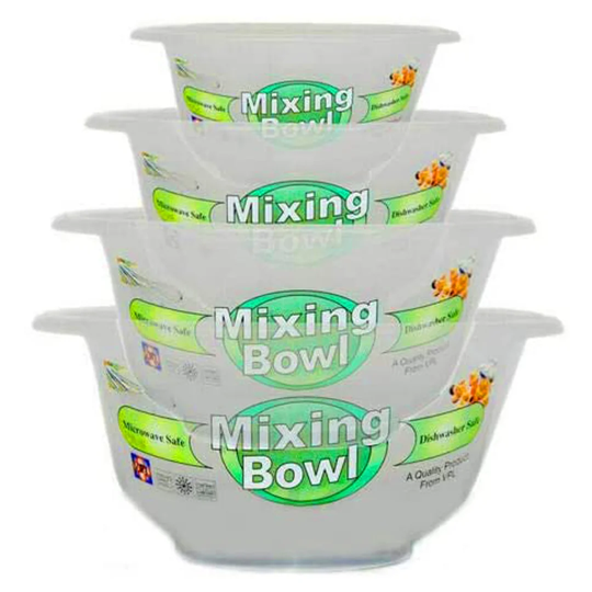 Symple Stuff Clear Plastic Round MIXING BOWL Salad Serving Baking Kitchen Stirring Bowls - Size: Set Of: 4 | Diameter: 15Cm, 20Cm,25Cm, 30Cm