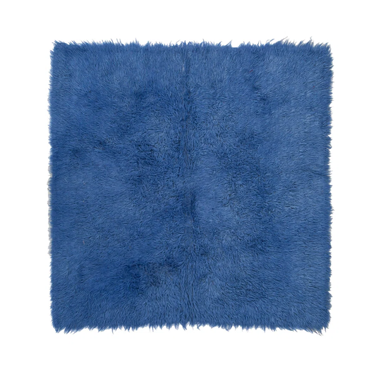 Bespoky Tulu Blue Geometric Cotton Wool Hand Woven Area Rug