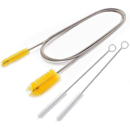 Sunflowergb - Flexible Drain Brush, 67 Inch Double Ended Elastic Flexible Hose Nylon Cleaner and 2 Yellow 8.2 Inch Straw Cleaning Brushes