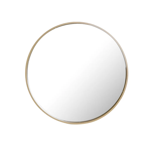 Eliel Round Wood Framed Wall Mounted Accent Mirror in Brown