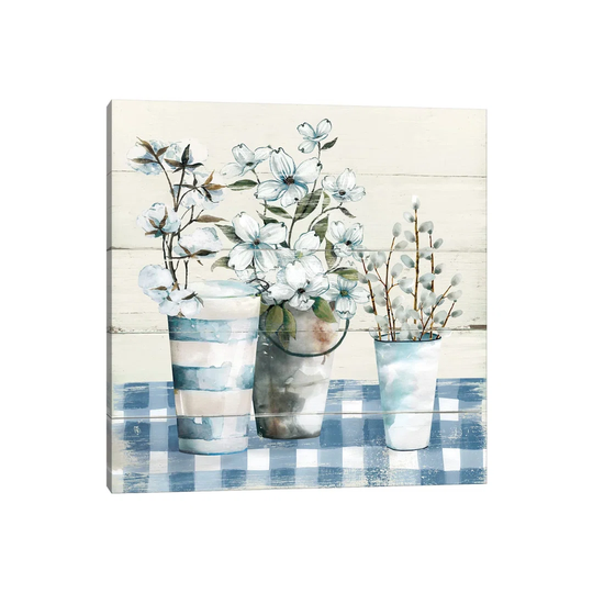 Gingham Blues by Carol Robinson - Graphic Art Print on Canvas