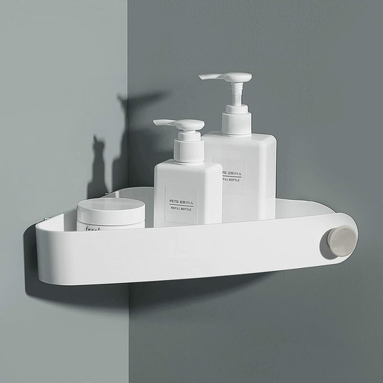 No Drilling Shower Shelf, Plastic Bathroom Storage and Organization, Shower Soap Holder, Bathroom Shelf, Includes 4 Adhesive Stickers, White