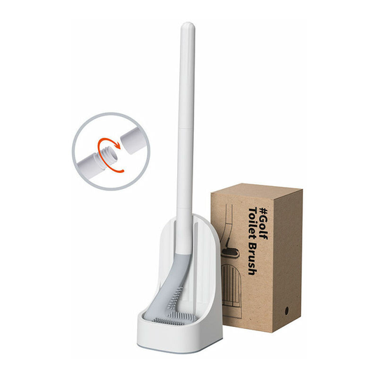 360° Flexible Silicone Toilet Brush -rlife With Long Handle - For Bathroom and Stand Kit - Silicone (White)