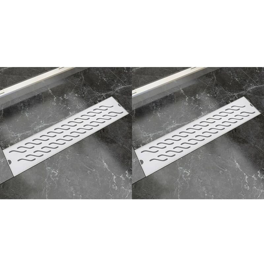 Linear Shower Drain 2 pcs Wave 530x140 mm Stainless Steel VDTD18848 - Topdeal