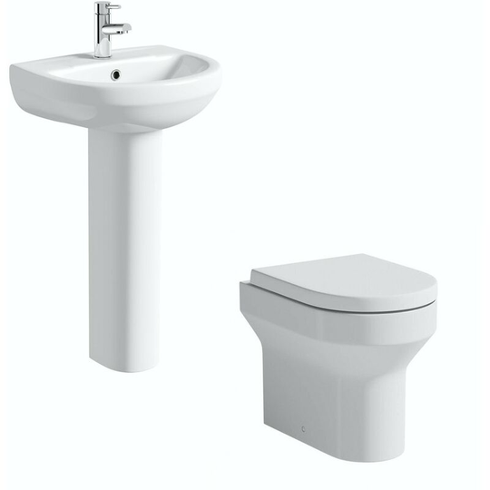 Wharfe cloakroom suite with full pedestal basin - White - Orchard