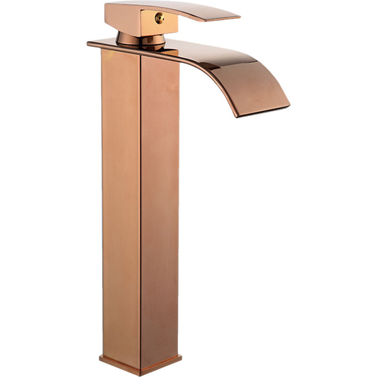 Superseller - Waterfall Faucet Bathroom Sink Faucet Brass Basin Water Tap High Single Lever Mixer Tap - Rose Gold