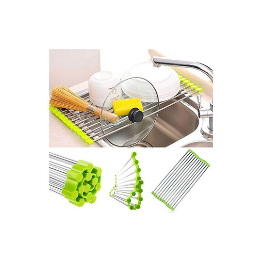 Drainer and / or Flash Flat Drain, Steel Foldable Steel Drainer for Sink Sink - Drying Crockery Vegetables - Can be used as colander and flat rest