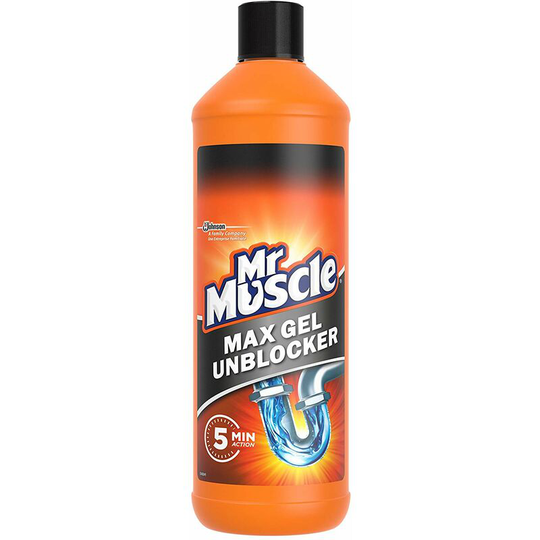 Mrmuscle - Mr Muscle Max Gel Drain Unblocker, Bathroom & Kitchen Drain Cleaner, Heavy Duty Plughole, Sink, Bath Unblocker. 1 Liter