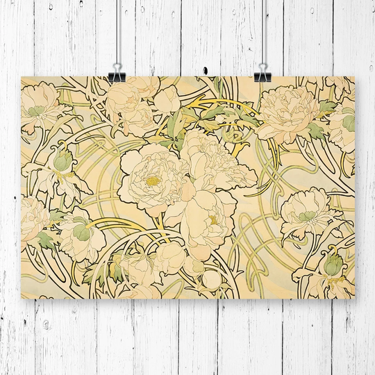 'Peonies' by Alphonse Mucha Graphic art